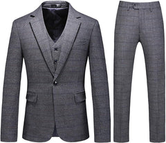 Notched Lapel Three Pieces Men Gray Prom Suits