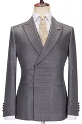 Peaked Lapel Bespoke Gray Business Suits