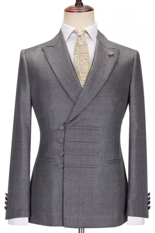 Peaked Lapel Bespoke Gray Business Suits