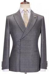 Peaked Lapel Bespoke Gray Business Suits