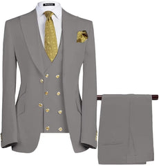 Gray Three Pieces Single Breasted Business Men Suits