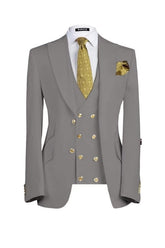 Gray Three Pieces Single Breasted Business Men Suits