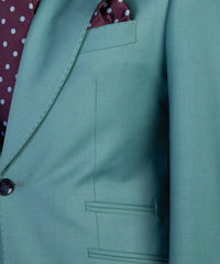 Green Fashion Peaked Lapel Two Buttons 3-Pieces Men Suits