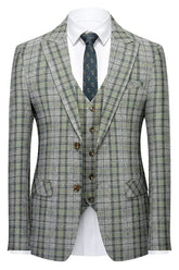 Notched Lapel Three Pieces Green Prom Suits For Men