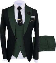 Shawl Lapel Three Pieces Fashion Green Prom Suits