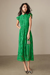 27Dress Green Sleeveless A-line Lace Dresses