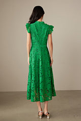 27Dress Green Sleeveless A-line Lace Dresses