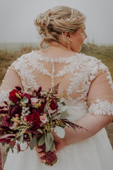 27DRESS Half Sleeves Sweetheart Plus Size Wedding Dresses with Lace Applique