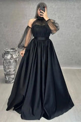 Halter Long Sleeves Sweetheart Long Prom Dress With Pleated