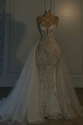 Halter Sleeveless Mermaid Long Prom Dress With Beading Tulle