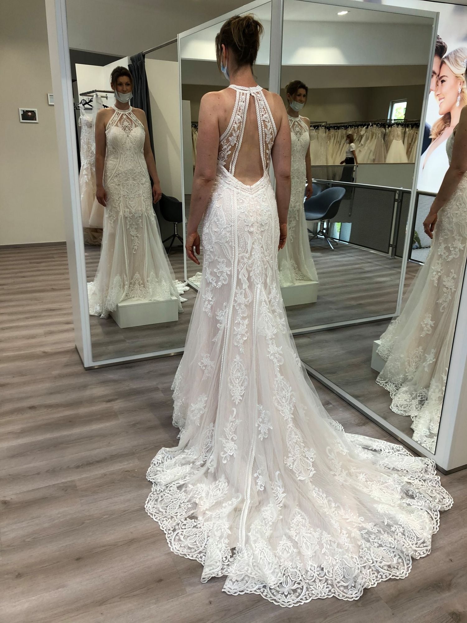 Halter Sleeveless Mermaid Wedding Dress Lace Bridal Gowns-27dress