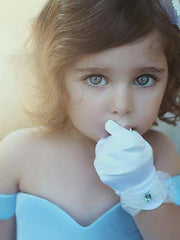 High Low Ball Gown Satin Off The Shoulder Wedding Flower Girl Dresses with Sleeves-27dress