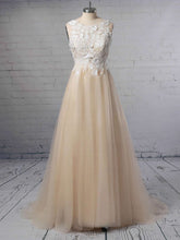 Illusion Lace Tulle Sweep Train Wedding Dress With Flower(s) for Ball Gowns