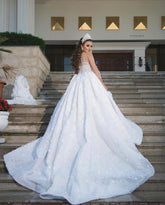 Illussion Long Sleeves Wedding Dress Bal Gown With Appliques-27dress
