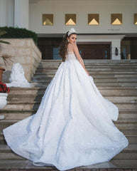 Illussion Long Sleeves Wedding Dress Bal Gown With Appliques-27dress