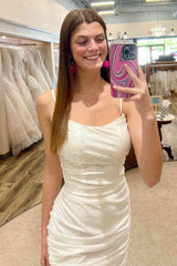 Ivory Straps Crystal Tight Homecoming Dress