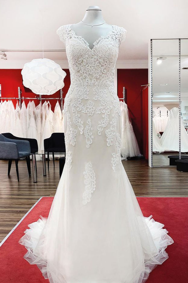 Ivory Sweetheart Lace Mermaid Wedding Dresses-27dress