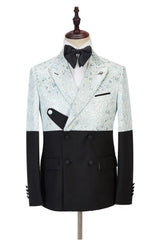 Jacquard Peaked Lapel Double Breasted Newest Prom Suit