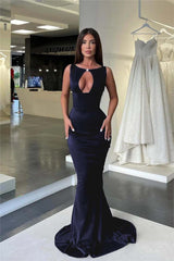 Jewel Neck Sleeveless High Waist Mermaid Prom Dress With Pleated