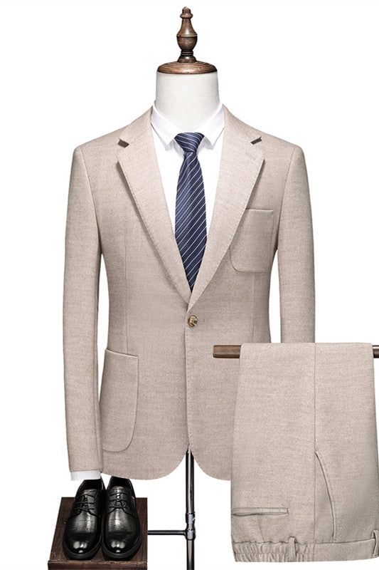 Modern Two Pieces Best Fitting Men Khaki Business Suits