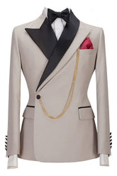 Peaked Lapel Two Pieces Bespoke Khaki Prom Suits