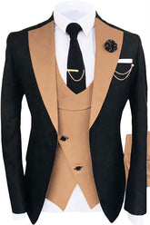 Shawl Lapel Three Pieces Khaki Prom Suits For Men