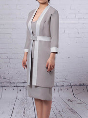 Knee-length Beaded Chiffon Sweetheart Sheath Mother of the Bride Dress