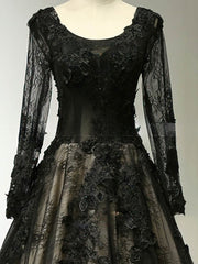 Lace Appliques Prom Dress ¡§C Ball Gown Scoop Neck Court Train