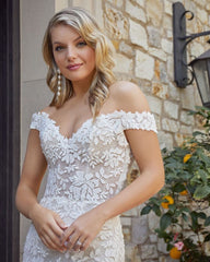 Lace Appliques Wedding Dress Mermaid Off-the-Shoulder-27dress