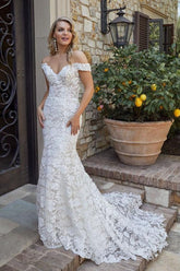 Lace Appliques Wedding Dress Mermaid Off-the-Shoulder-27dress