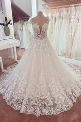 Lace Cap Sleeve Wedding Dress Princess Bridal Gown-27dress