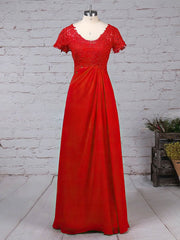 Lace Chiffon V-neck A-line Floor-length Beading Mother of the Bride Dress