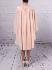 Lace Chiffon V-neck Sheath/Column Knee-length Mother of the Bride Dress with Flowers