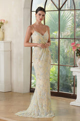 Lace Sleeveless Sheath Long Prom Dress with Lace Applique-27dress