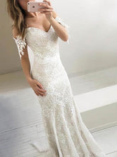 Lace Sweep Train Wedding Dress ¡§C Trumpet/Mermaid Off-the-Shoulder Style