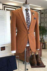 Light Brown Notched Lapel Two Pieces Men Suits For Prom