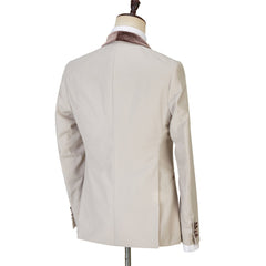 Light Champagne Shawl Lapel Shiny Slim Fit Three Pieces Men Suits
