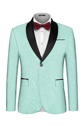 Light Green Shawl Lapel Jacquard Prom Men Suits