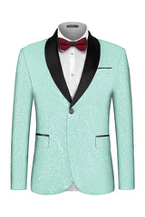 Light Green Shawl Lapel Jacquard Prom Men Suits