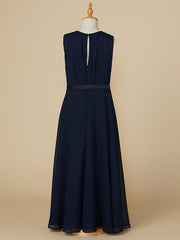 Long A-Line Jewel Neck Chiffon Junior Bridesmaid Dress-27dress