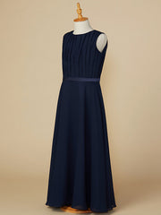 Long A-Line Jewel Neck Chiffon Junior Bridesmaid Dress-27dress