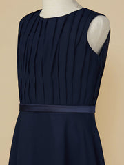 Long A-Line Jewel Neck Chiffon Junior Bridesmaid Dress-27dress