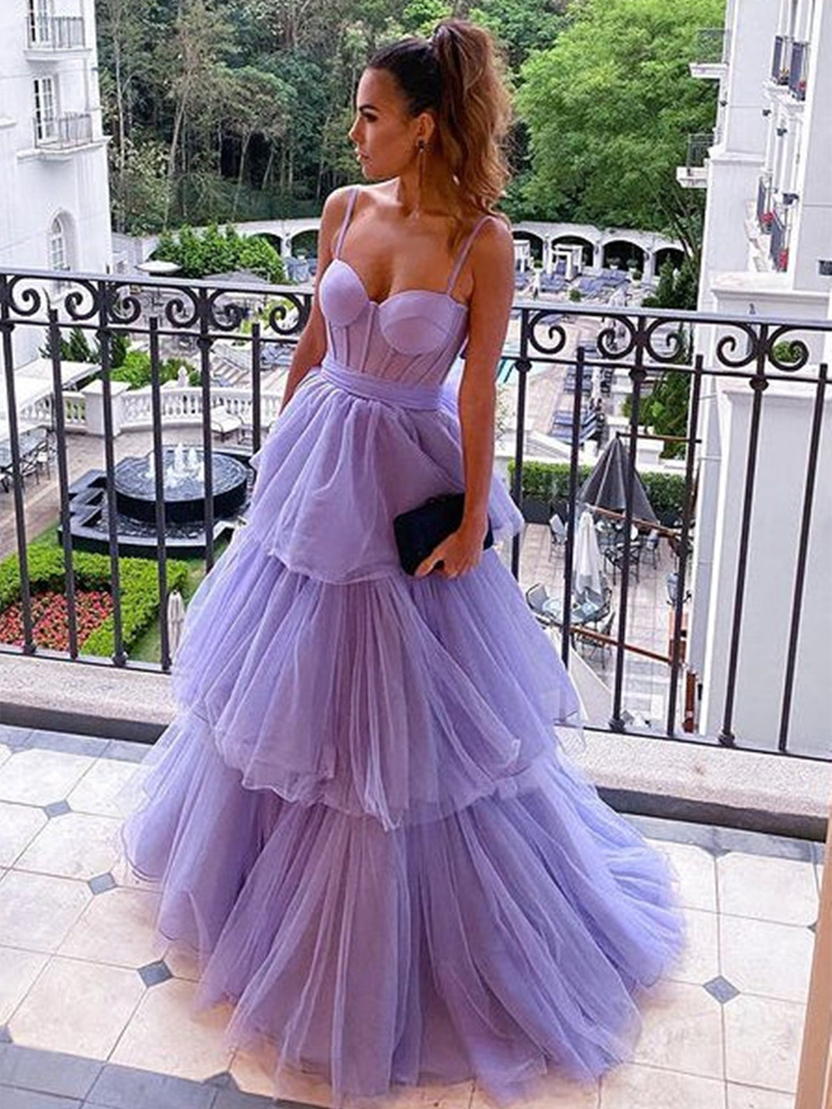 A-Line Sweetheart Spaghetti Straps 3D Flowers Prom Dress WU1236