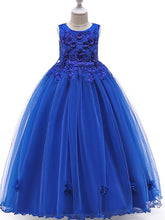 Long A-Line Tulle Jewel Neck Pageant Flower Girl Dresses With Bow-27dress