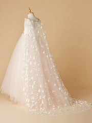 Long Ball Gown Lace Tulle Wedding Party Pageant Flower Girl Dresses-27dress