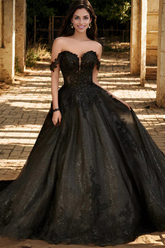 Long Ball Gown Sweetheart Tulle Black Wedding Dress From 27dress