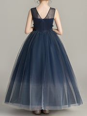 Long Ball Gown Tulle Sleeveless Jewel Neck Pageant Flower Girl Dresses-27dress