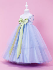 Long Ball Gown Tulle Stretch Satin Sleeveless Straps Wedding Party Flower Girl Dresses-27dress