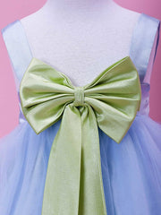 Long Ball Gown Tulle Stretch Satin Sleeveless Straps Wedding Party Flower Girl Dresses-27dress