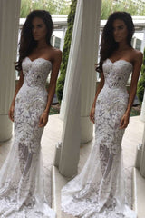 Long Mermaid Sweetheart Lace Wedding Dress-27Dress